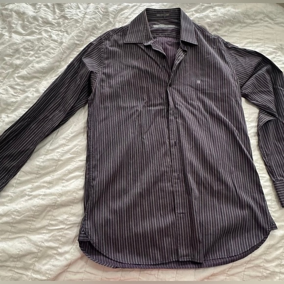 Givenchy Mens Medium Button Down Purple Stripe Shirt Long Sleeve 
100% Cotton - Picture 10 of 11